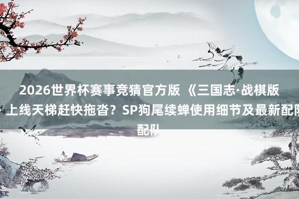 2026世界杯赛事竞猜官方版 《三国志·战棋版》上线天梯赶快拖沓?SP狗尾续蝉使用细节及最新配队