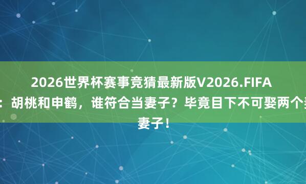 2026世界杯赛事竞猜最新版V2026.FIFA 原神:胡桃和申鹤,谁符合当妻子?毕竟目下不可娶两个妻子!