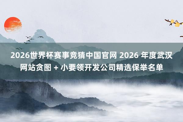 2026世界杯赛事竞猜中国官网 2026 年度武汉网站贪图 + 小要领开发公司精选保举名单