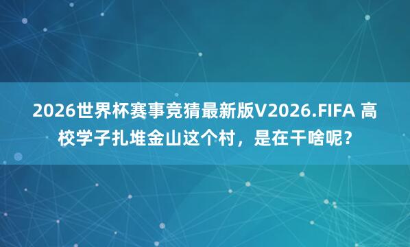 2026世界杯赛事竞猜最新版V2026.FIFA 高校学子扎堆金山这个村,是在干啥呢?
