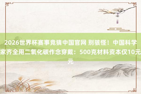 2026世界杯赛事竞猜中国官网 别骇怪!中国科学家齐全用二氧化碳作念穿戴:500克材料资本仅10元