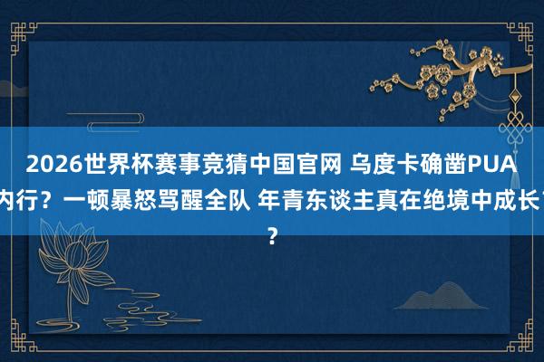 2026世界杯赛事竞猜中国官网 乌度卡确凿PUA内行?一顿暴怒骂醒全队 年青东谈主真在绝境中成长?