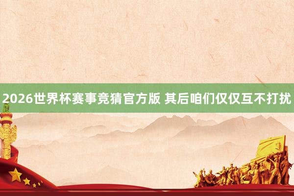 2026世界杯赛事竞猜官方版 其后咱们仅仅互不打扰