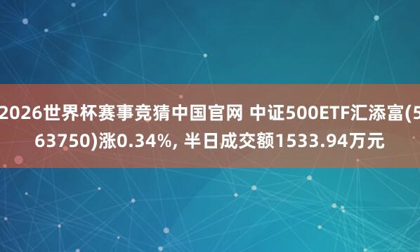 2026世界杯赛事竞猜中国官网 中证500ETF汇添富(563750)涨0.34%, 半日成交额1533.94万元