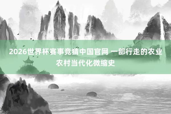 2026世界杯赛事竞猜中国官网 一部行走的农业农村当代化微缩史
