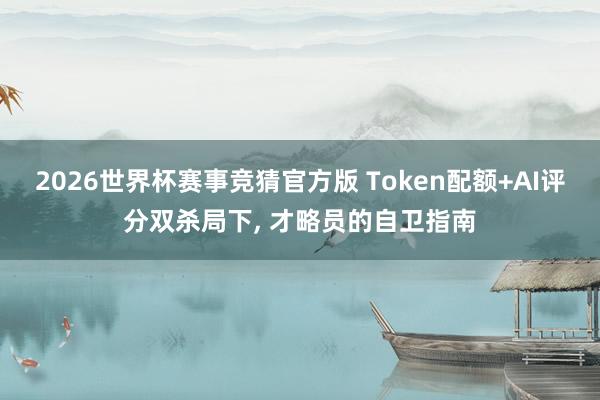 2026世界杯赛事竞猜官方版 Token配额+AI评分双杀局下， 才略员的自卫指南